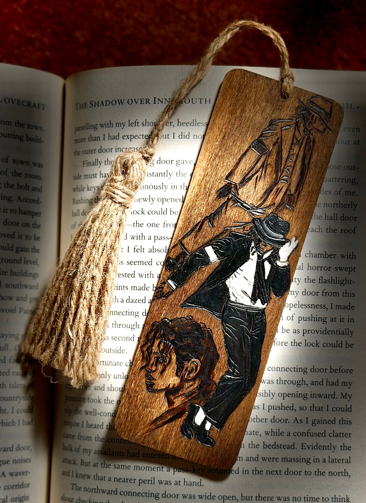 Large Wooden Michael Jackson Bookmark | Hand Burned & Painted
