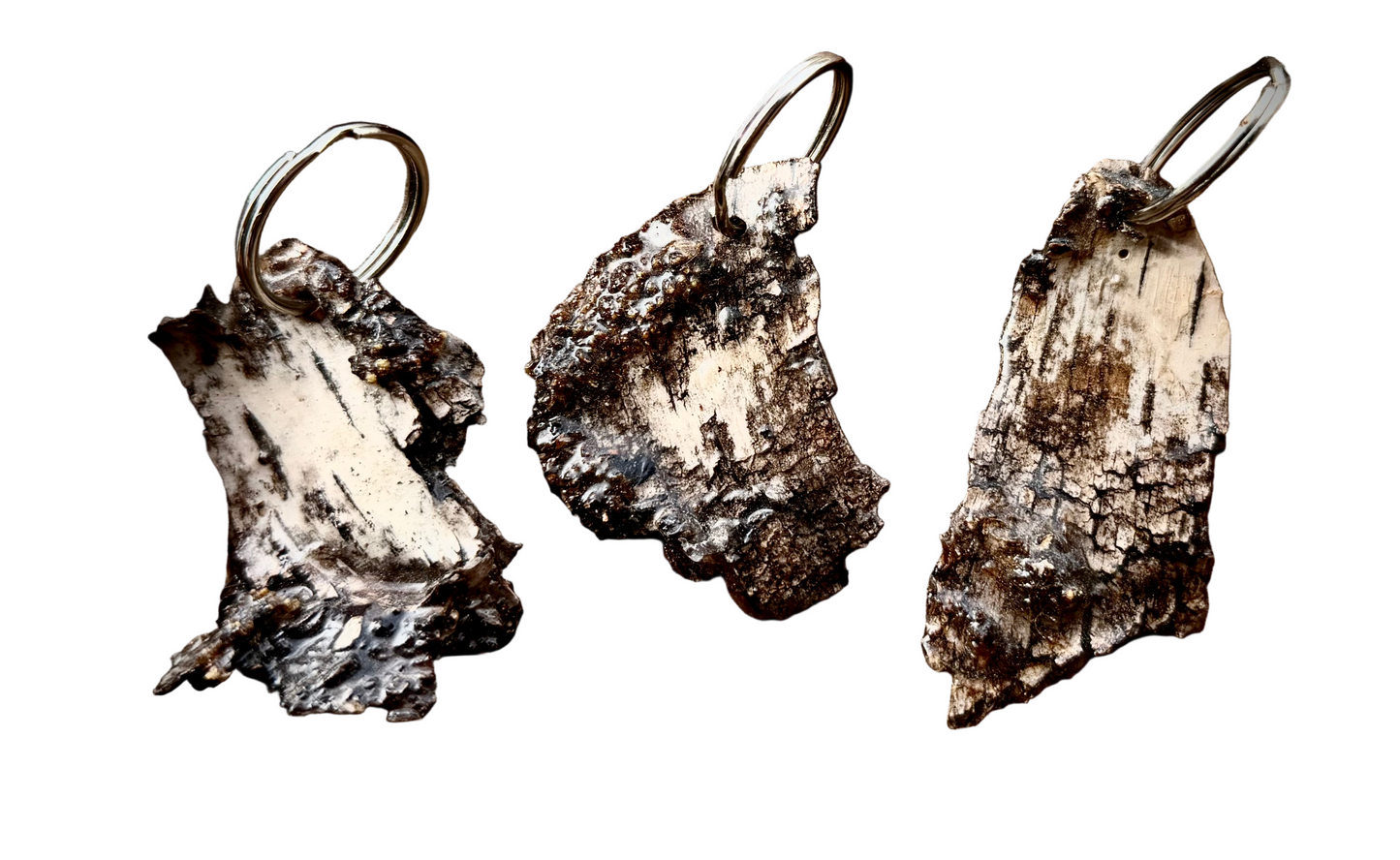 White Birch Bark Keychains
