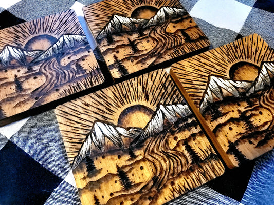 Mountain Sunrise Coasters - Set of 4