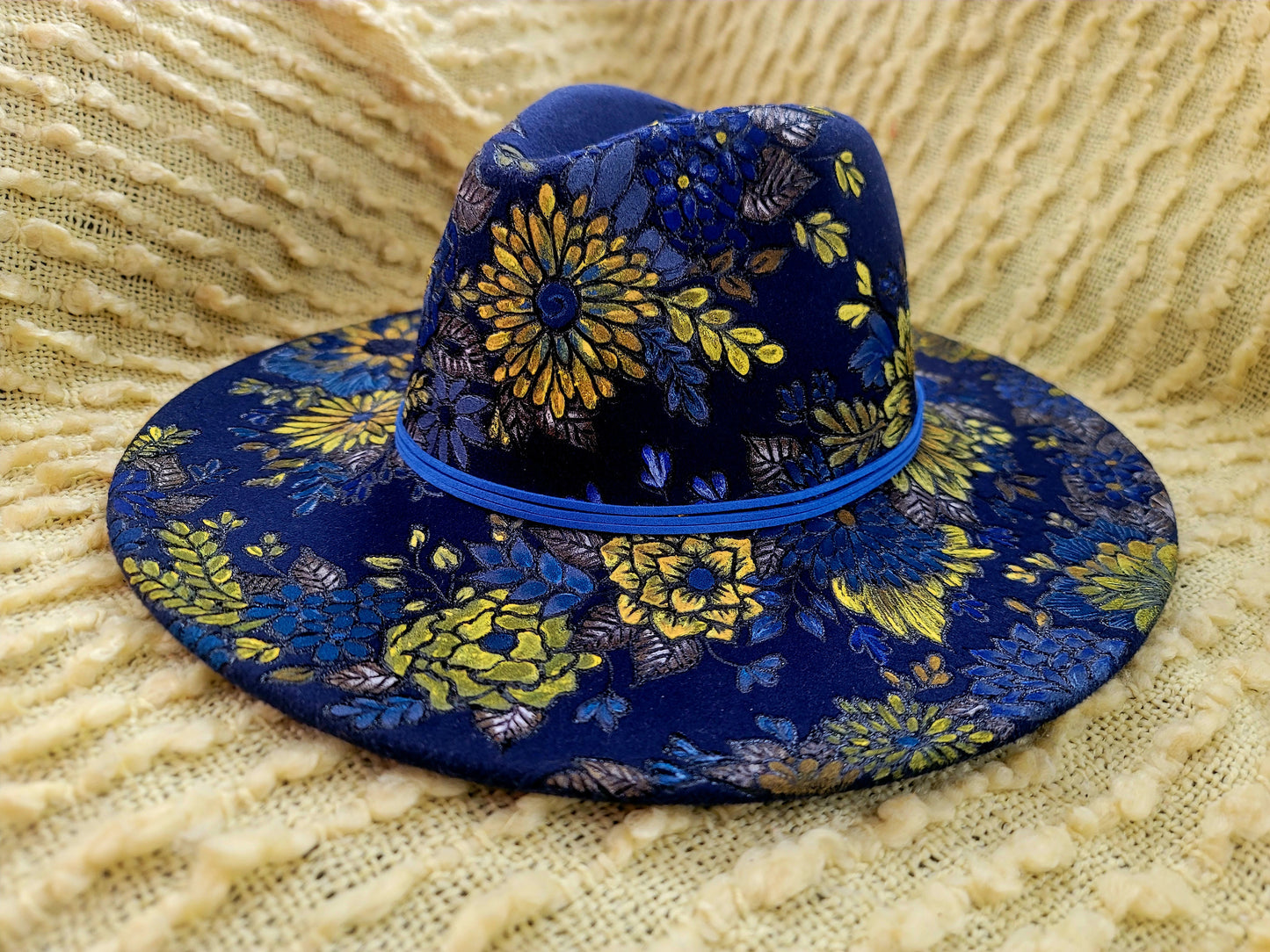 Blue & Yellow Floral Fedora