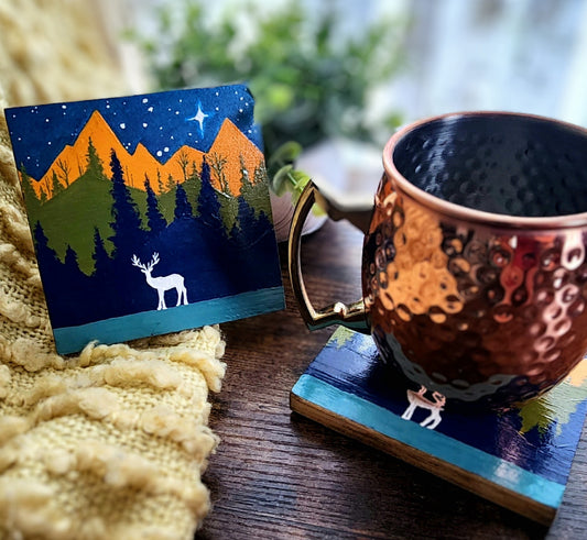 Deer Silhouette Coasters - Set of 2