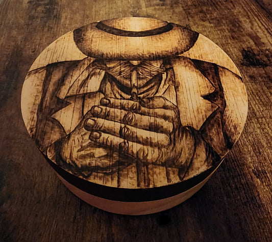 Woodburned Cowboy Ashtray with Stainless Steel Insert