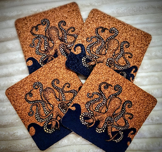 Octopus Cork Coasters – Set of 4