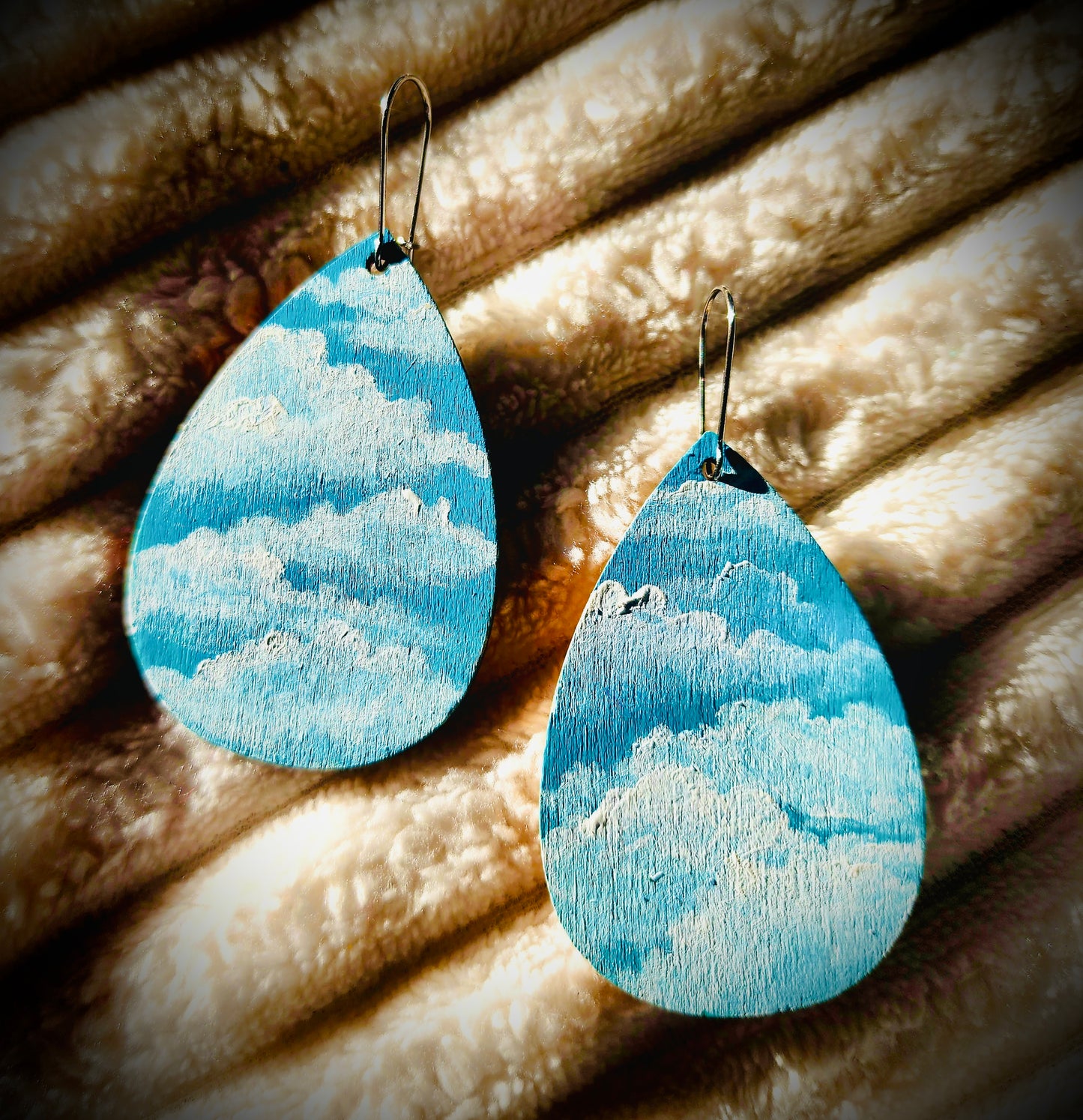 Cloudy Blue Sky Teardrop Earrings