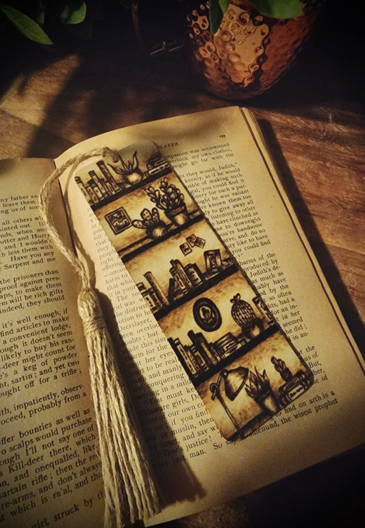 Wood Burned Bookshelf Bookmark