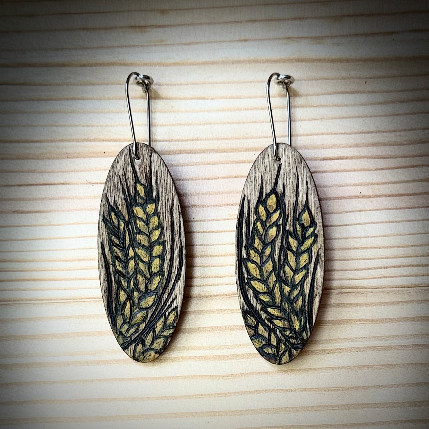 Assorted Oval Wooden Earrings | Floral & Greenery | Hand Burned & Painted