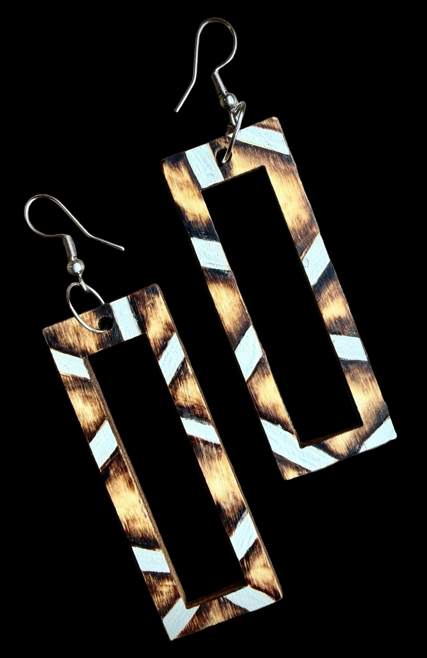 Open Rectangle Wood Earrings