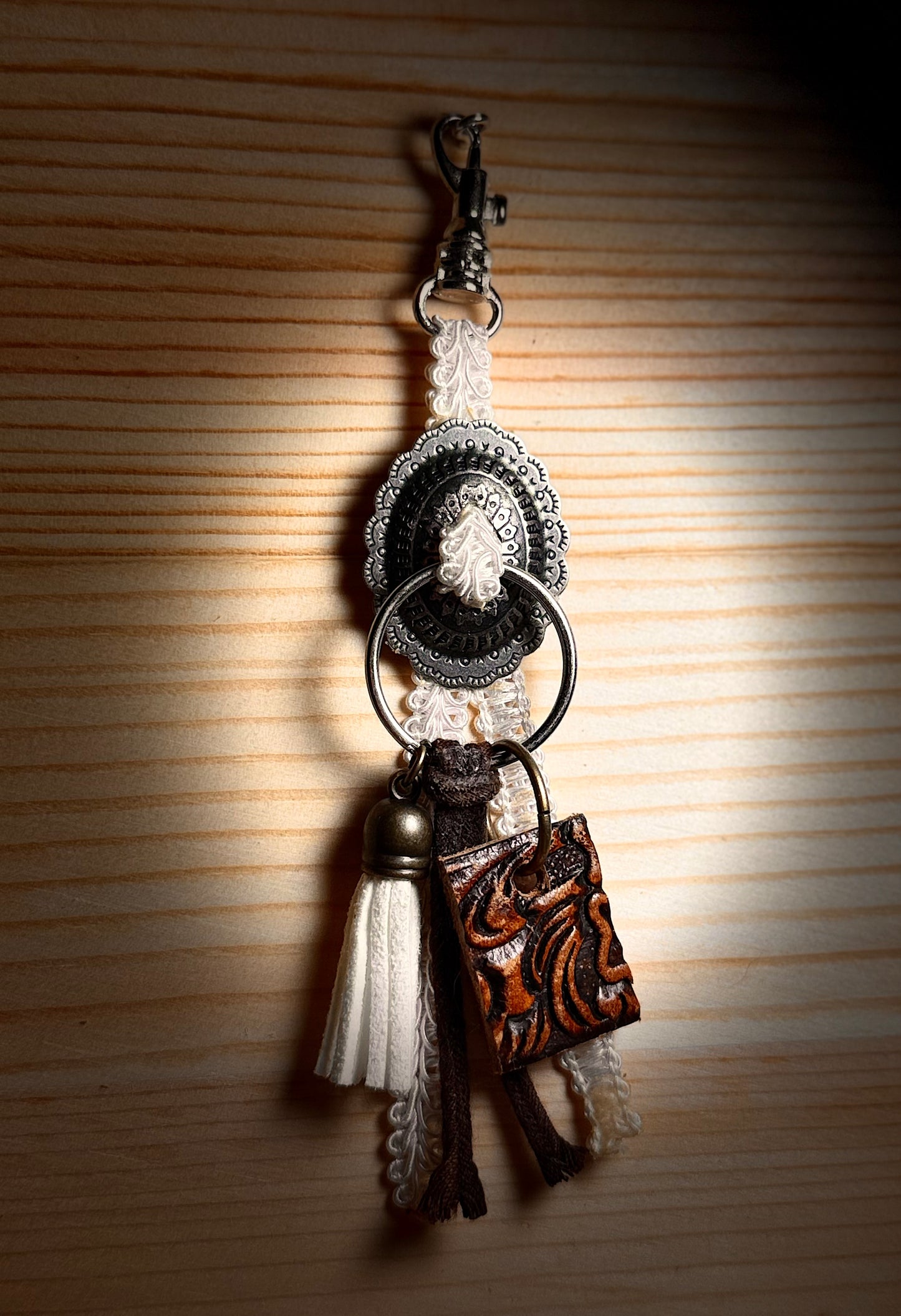 Soft White Western Keychain & Bag Charm