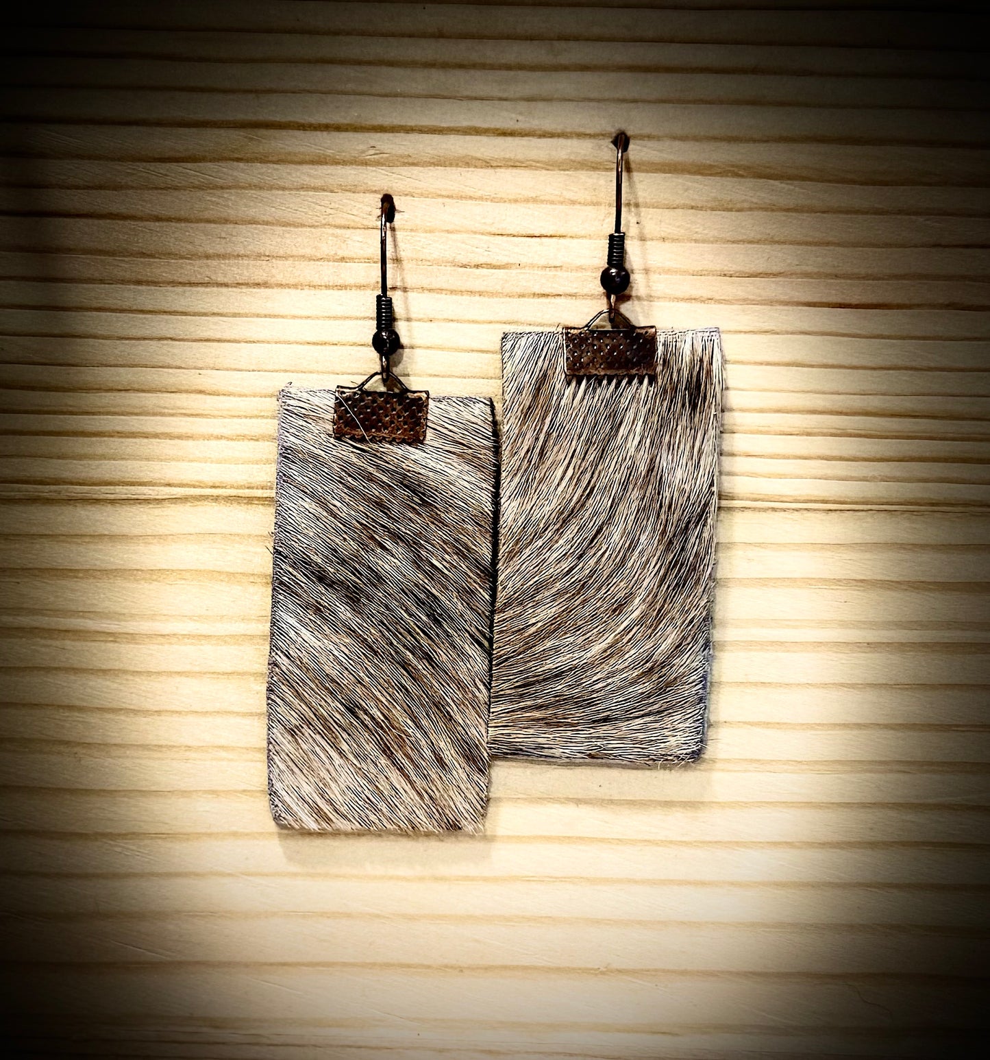 Genuine Hair-On Leather Earrings | Rectangle Dangle Style