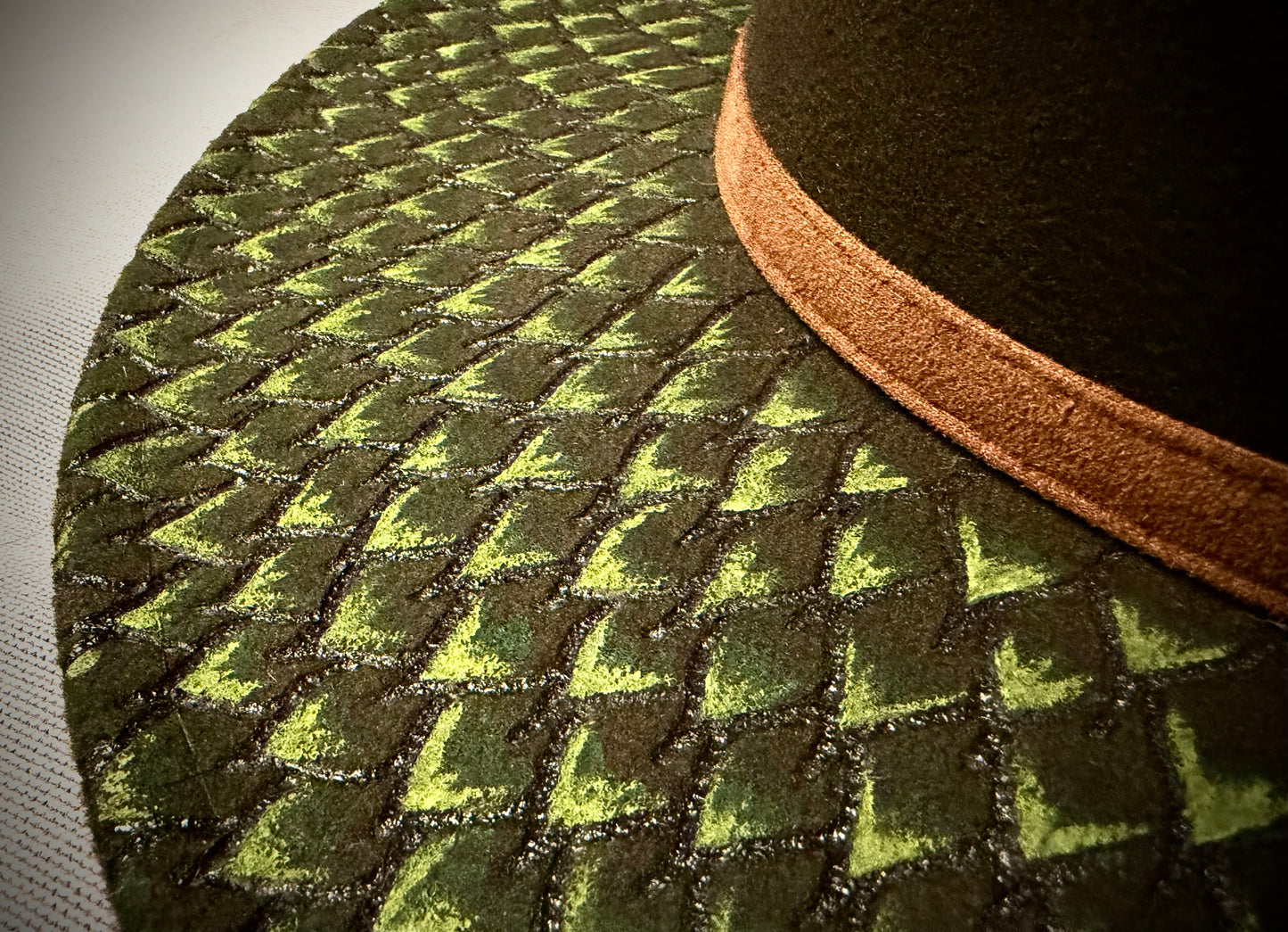 Green Scale Fedora - Wide Brim