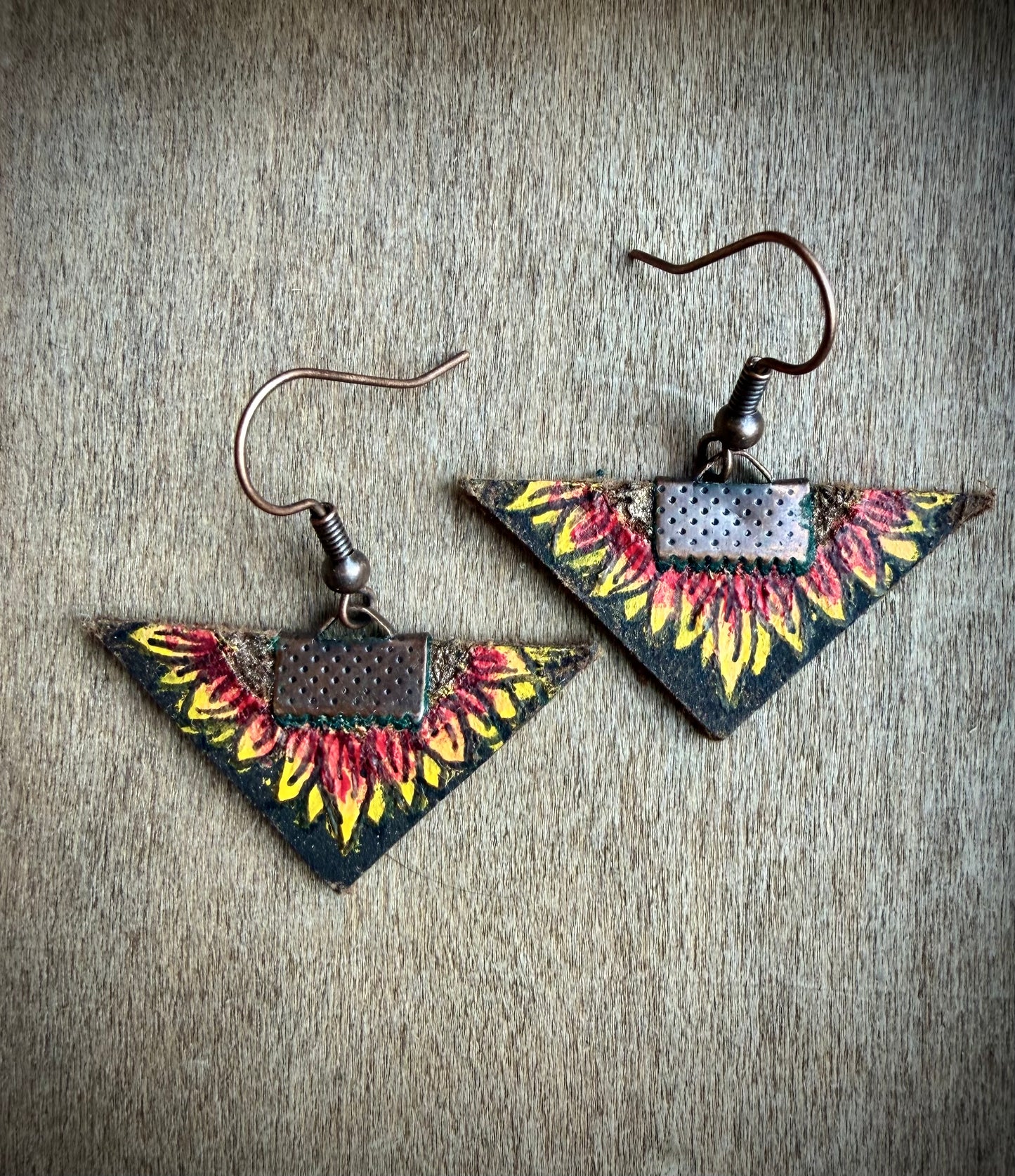 Leather Sunflower Earrings