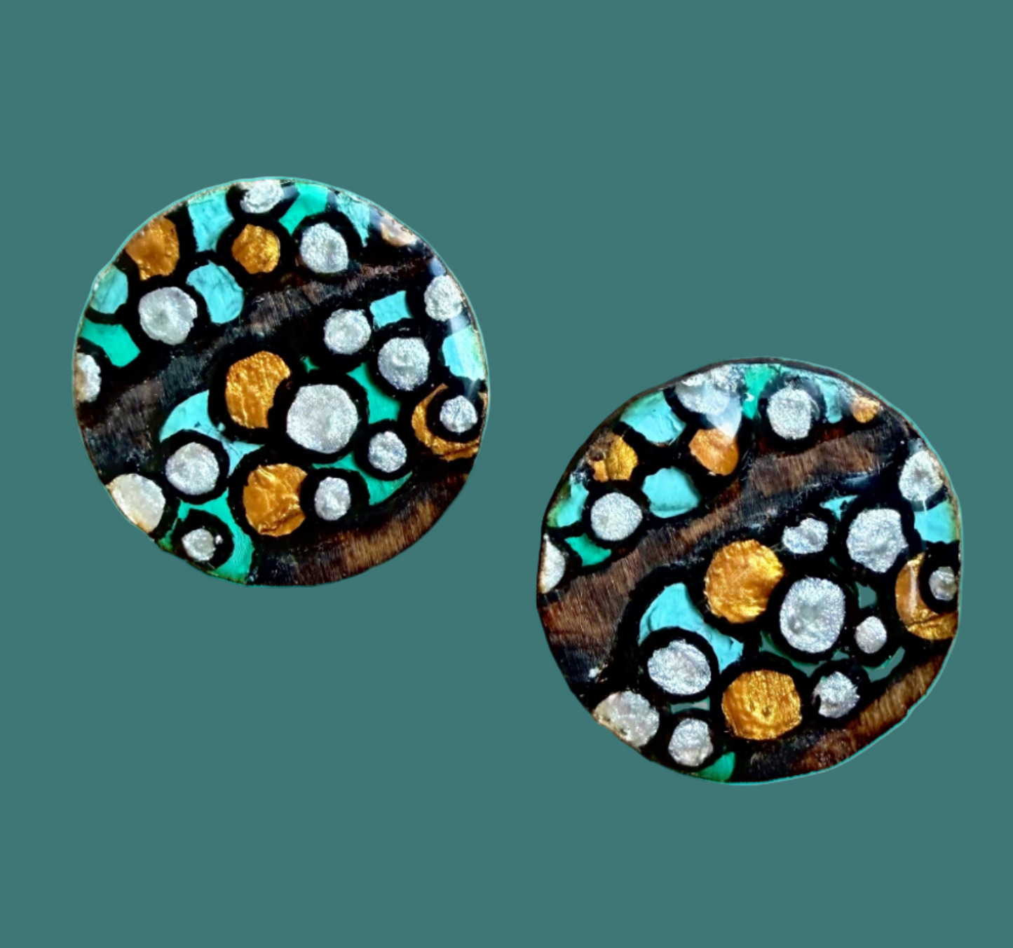 Wood Color Dot Earrings
