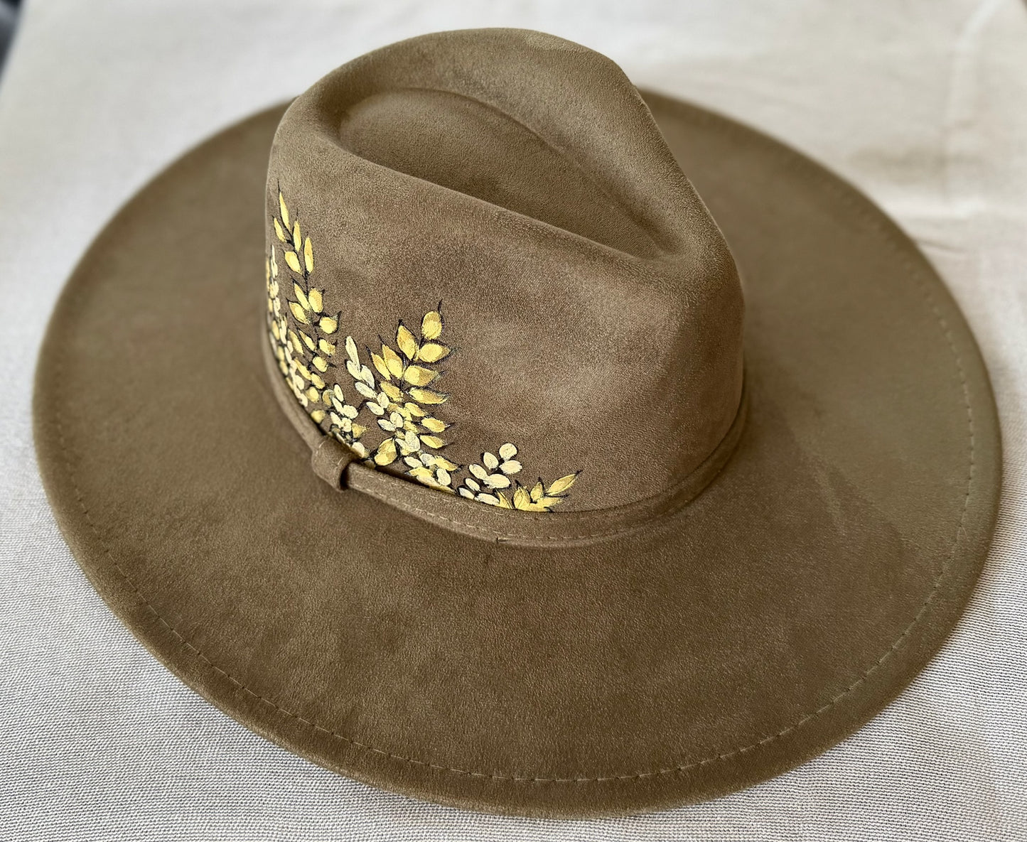 Hand-burned and Painted Coppervine Rancher Hat — Faux Suede — Signature Series