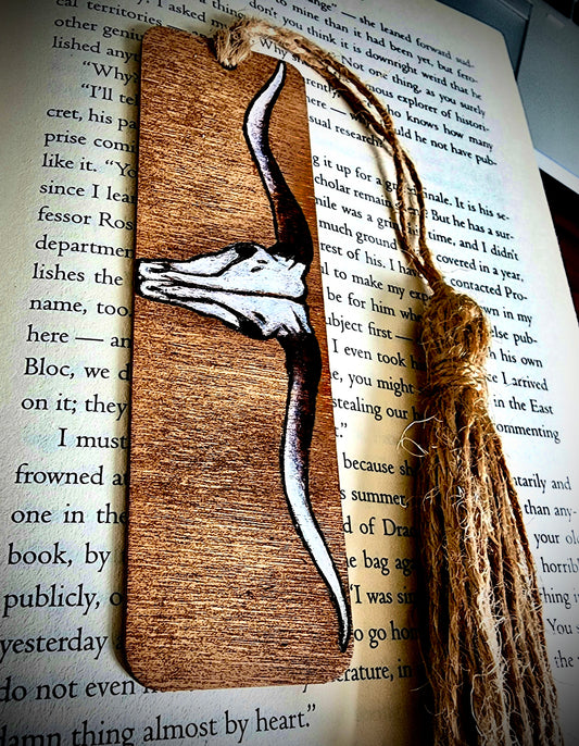 Longhorn Skull Wood Bookmark