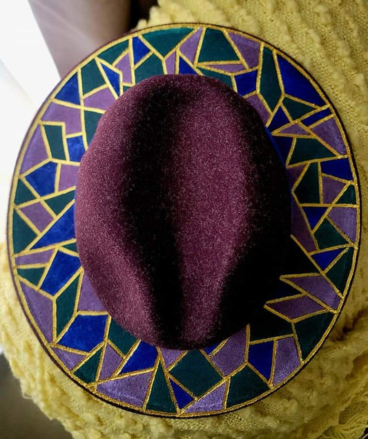 Purple & Gold Geometric Fedora