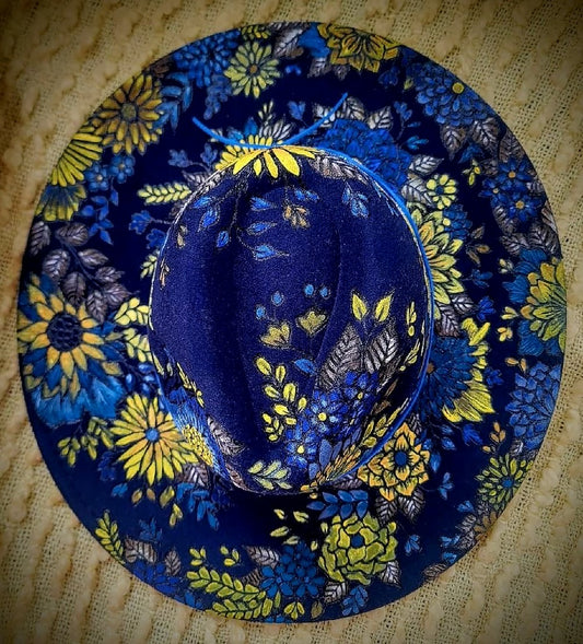 Blue & Yellow Floral Fedora