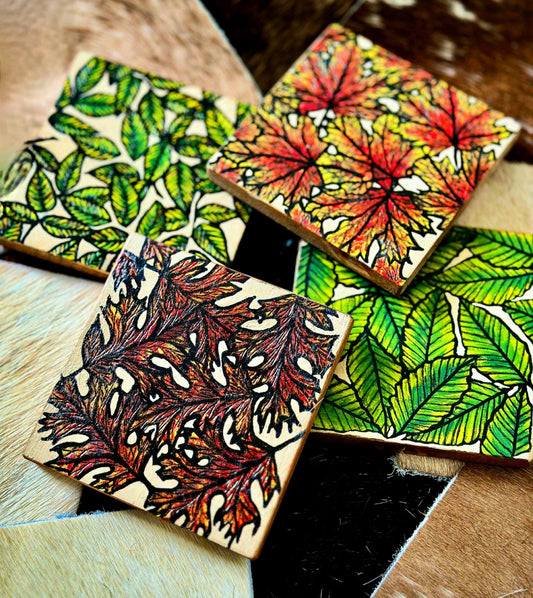Seasonal Leaf Coasters – Set of 4