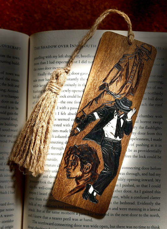 Large Wooden Michael Jackson Bookmark | Hand Burned & Painted