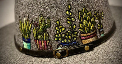 Gray Potted Succulent Fedora