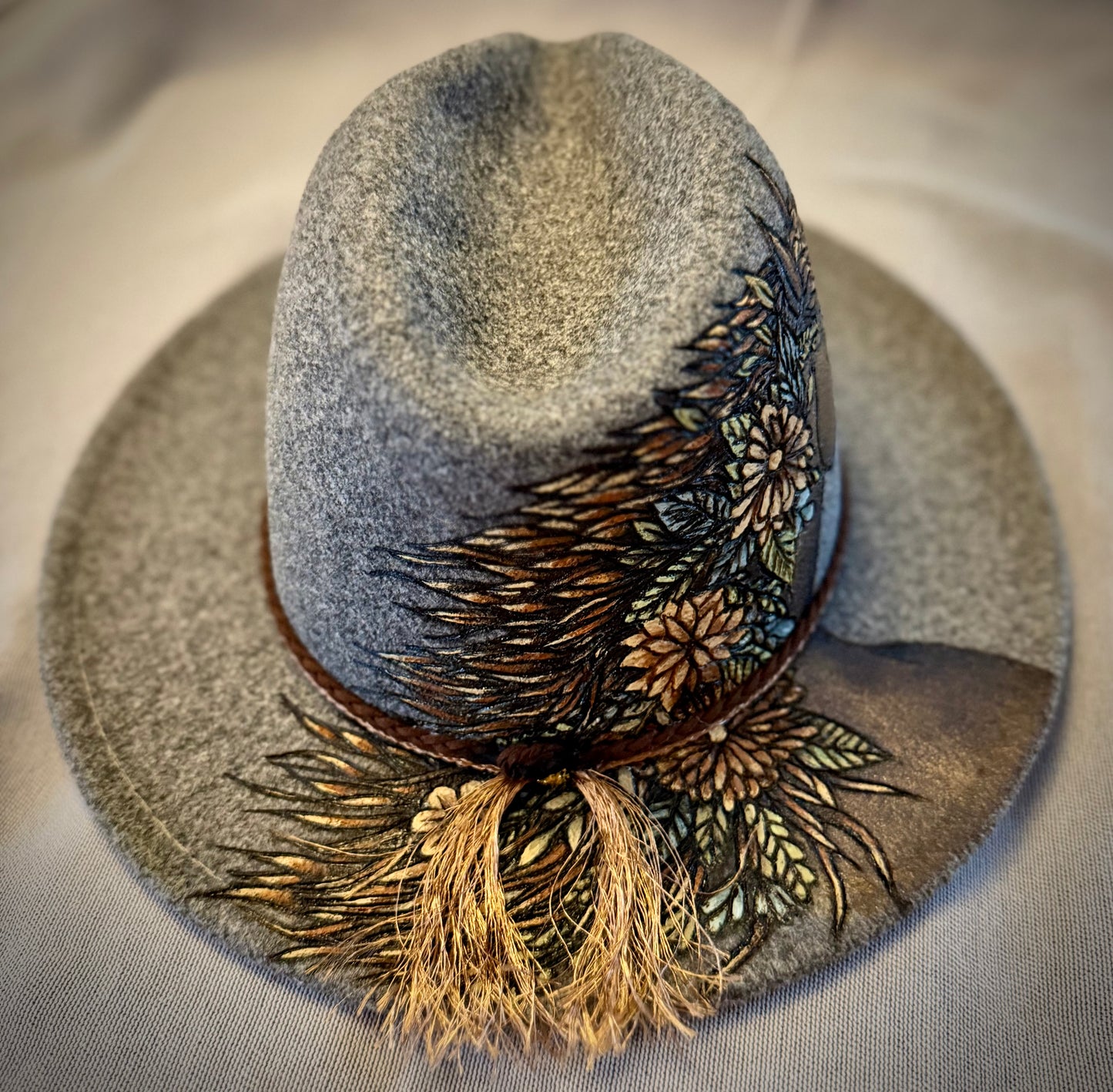 Floral Horse Fedora in Gray