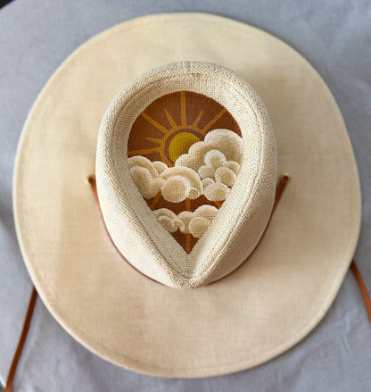 Golden Sunrise hand-painted summer hat — Signatures Series