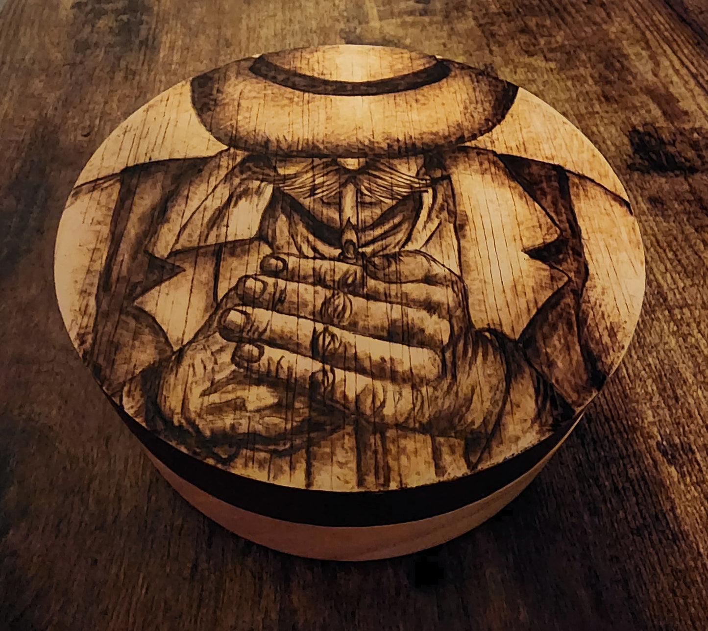 Woodburned Cowboy Ashtray with Stainless Steel Insert