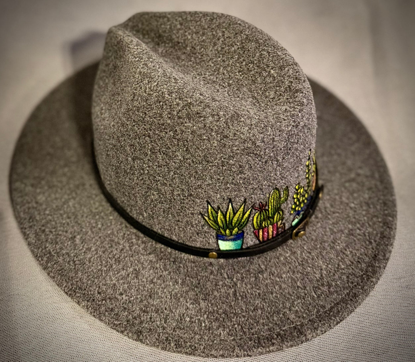 Gray Potted Succulent Fedora