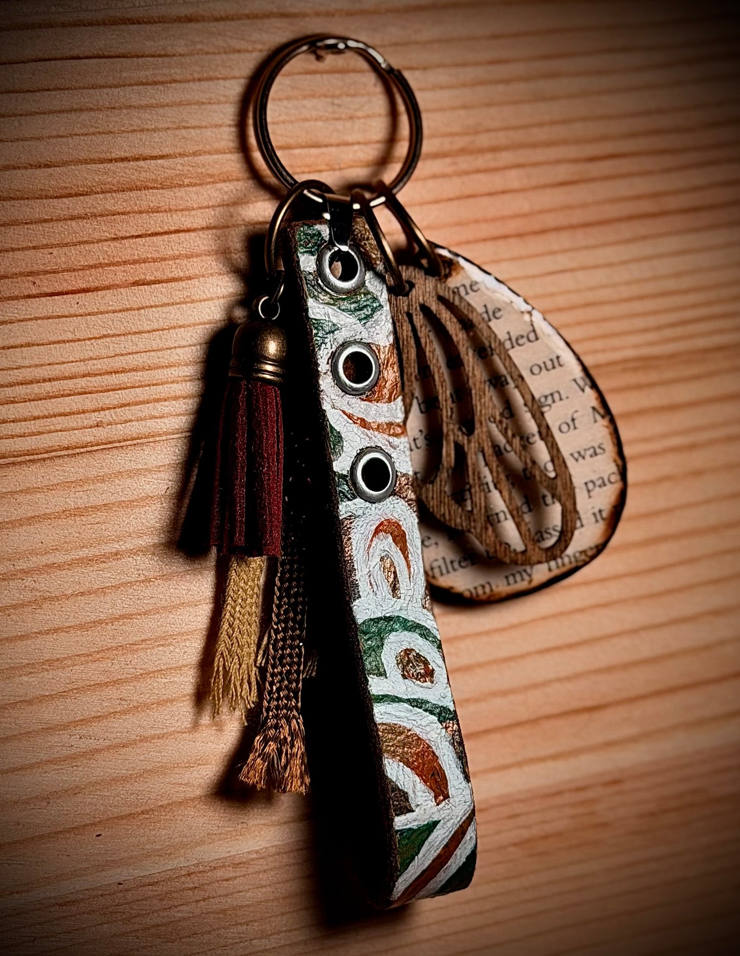 Boho Leather Wristlet Cluster Keychain & Bag Charm