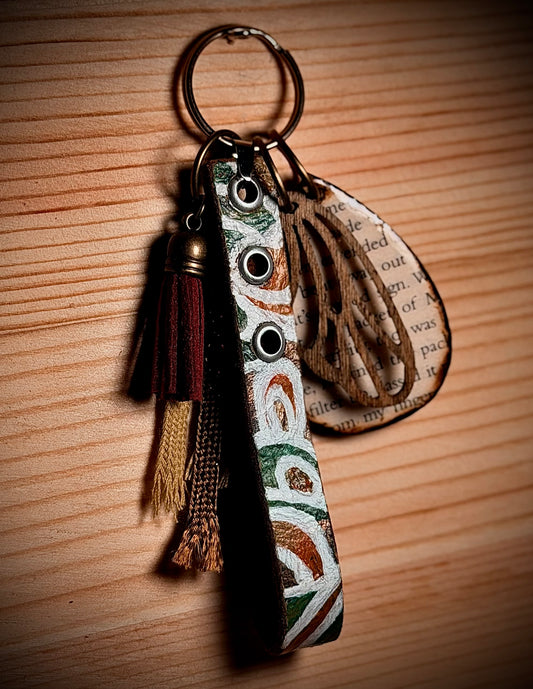 Boho Leather Wristlet Cluster Keychain & Bag Charm