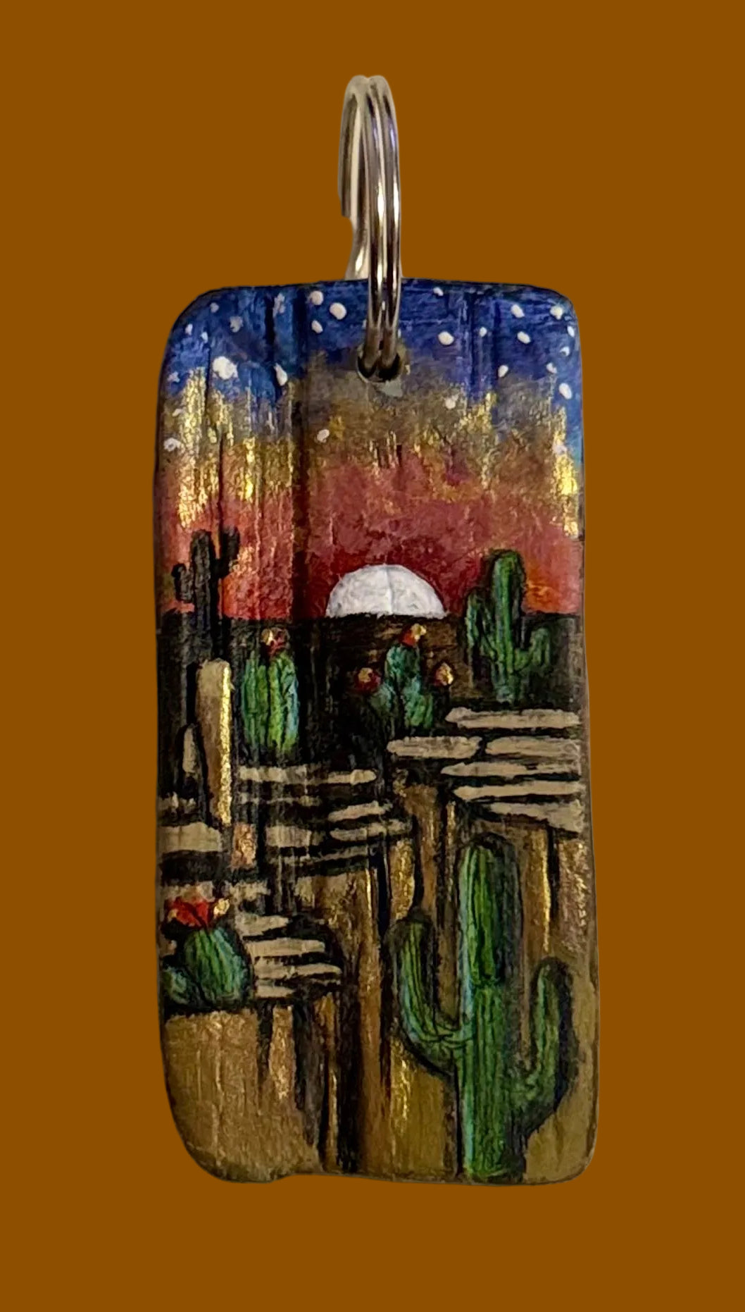 Driftwood Desert Cactus Keychain