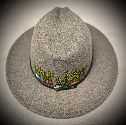 Gray Potted Succulent Fedora
