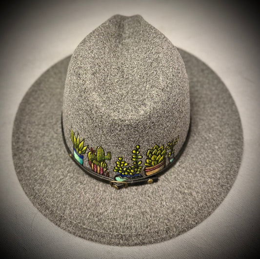 Gray Potted Succulent Fedora