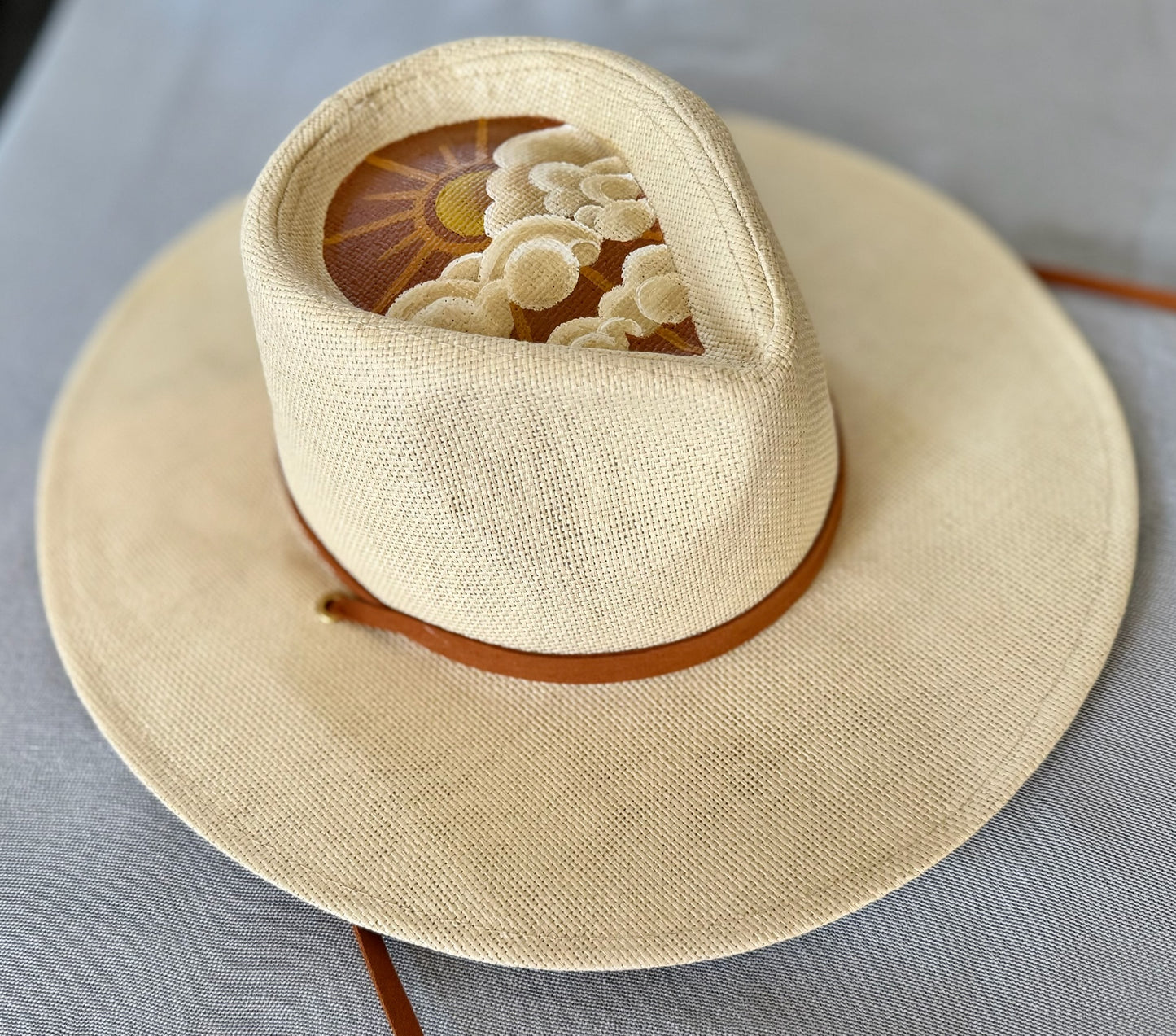 Golden Sunrise hand-painted summer hat — Signatures Series