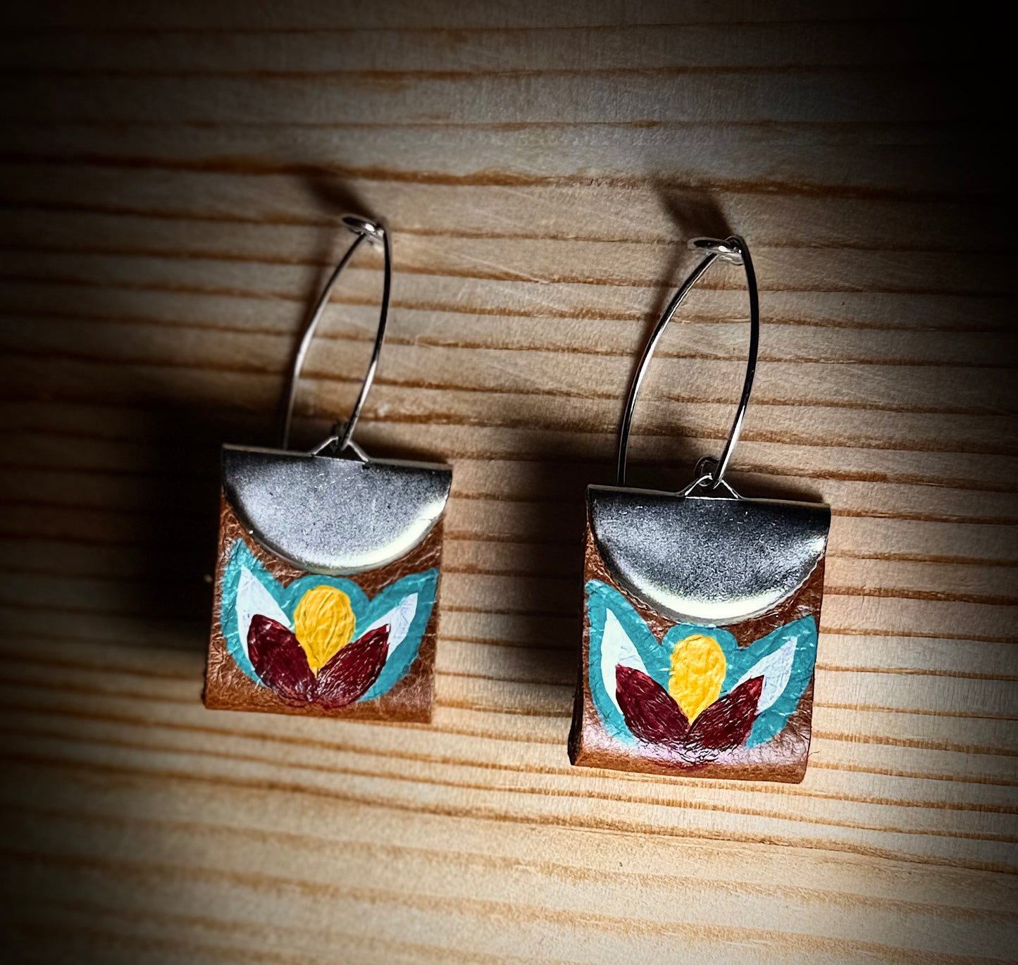 Assorted Artsy Looped Leather Earrings — Hand Painted