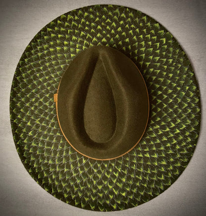 Green Scale Fedora - Wide Brim
