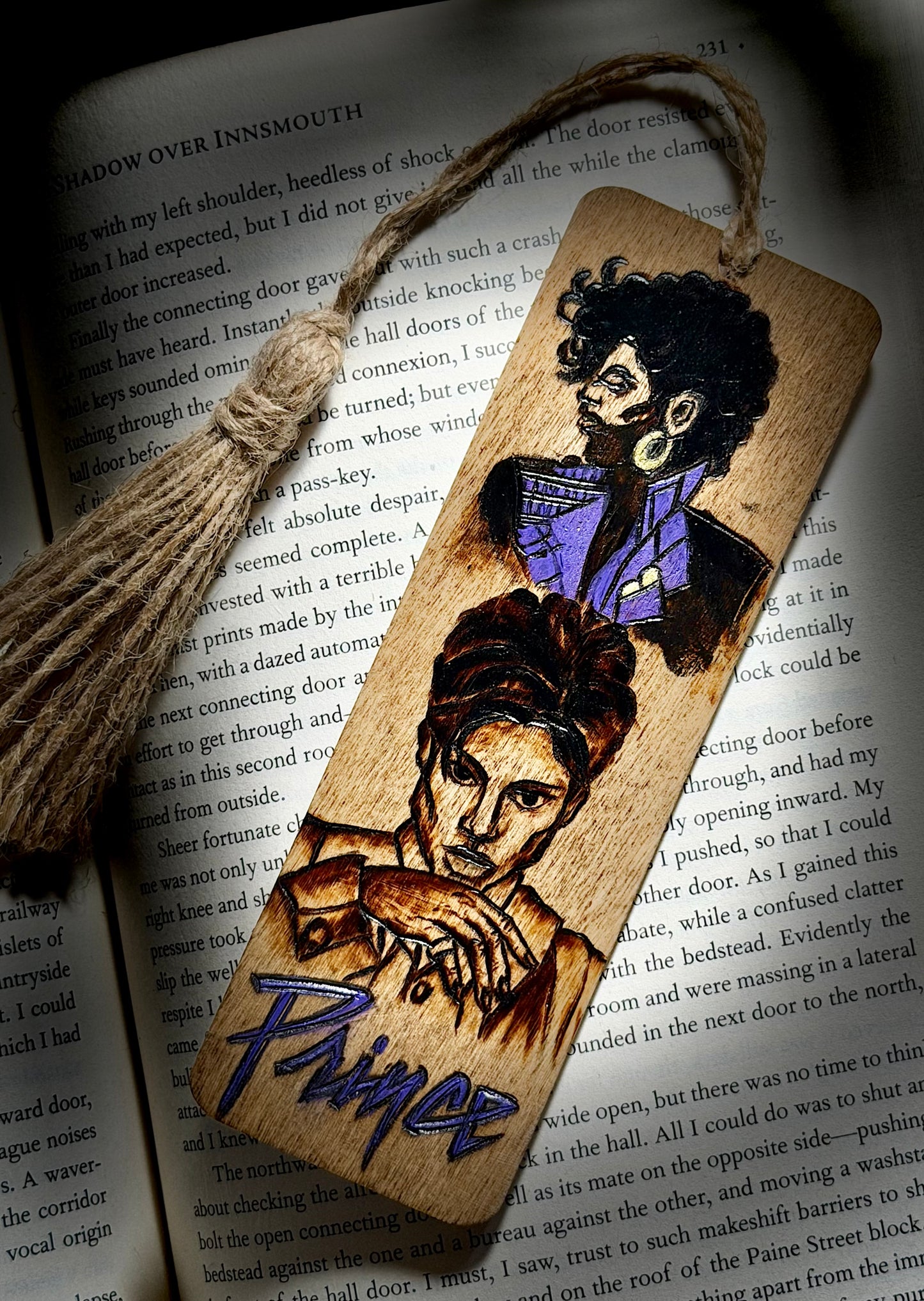 Large Wooden Prince Bookmark with Tassel | Hand Burned & Painted