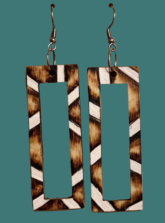 Open Rectangle Wood Earrings