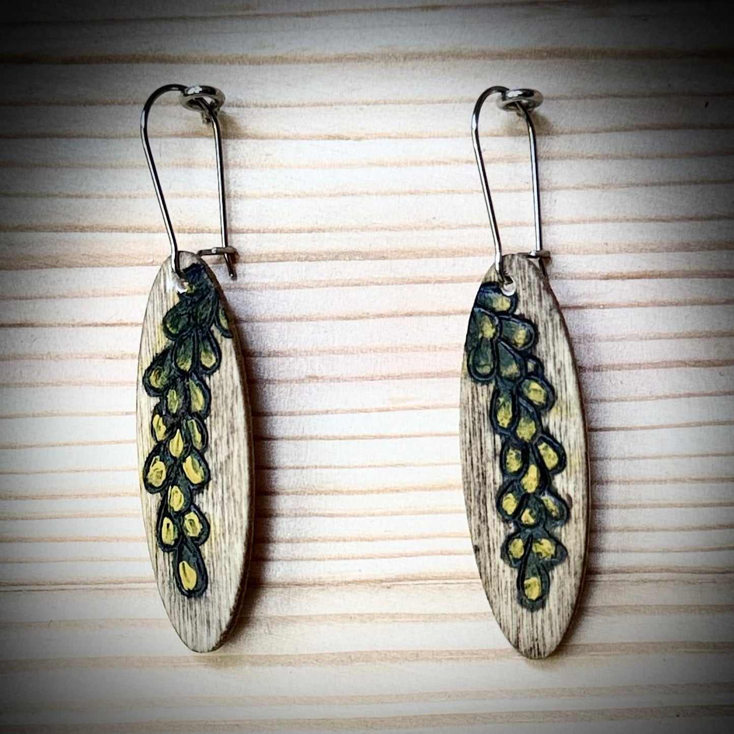 Assorted Oval Wooden Earrings | Floral & Greenery | Hand Burned & Painted