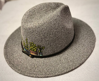 Gray Potted Succulent Fedora