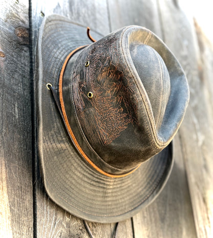 Handcrafted Scenic Fishing Outback Hat | Men’s DPC Leather Hat | Size XL
