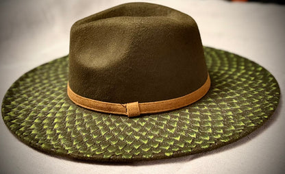 Green Scale Fedora - Wide Brim