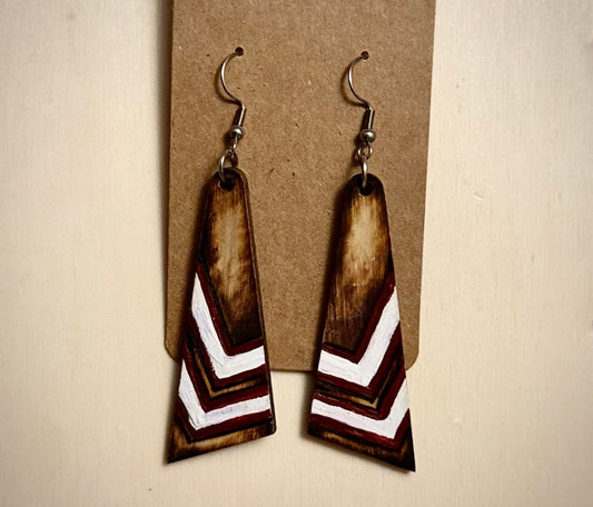 Rustic White Burned Wood Earrings