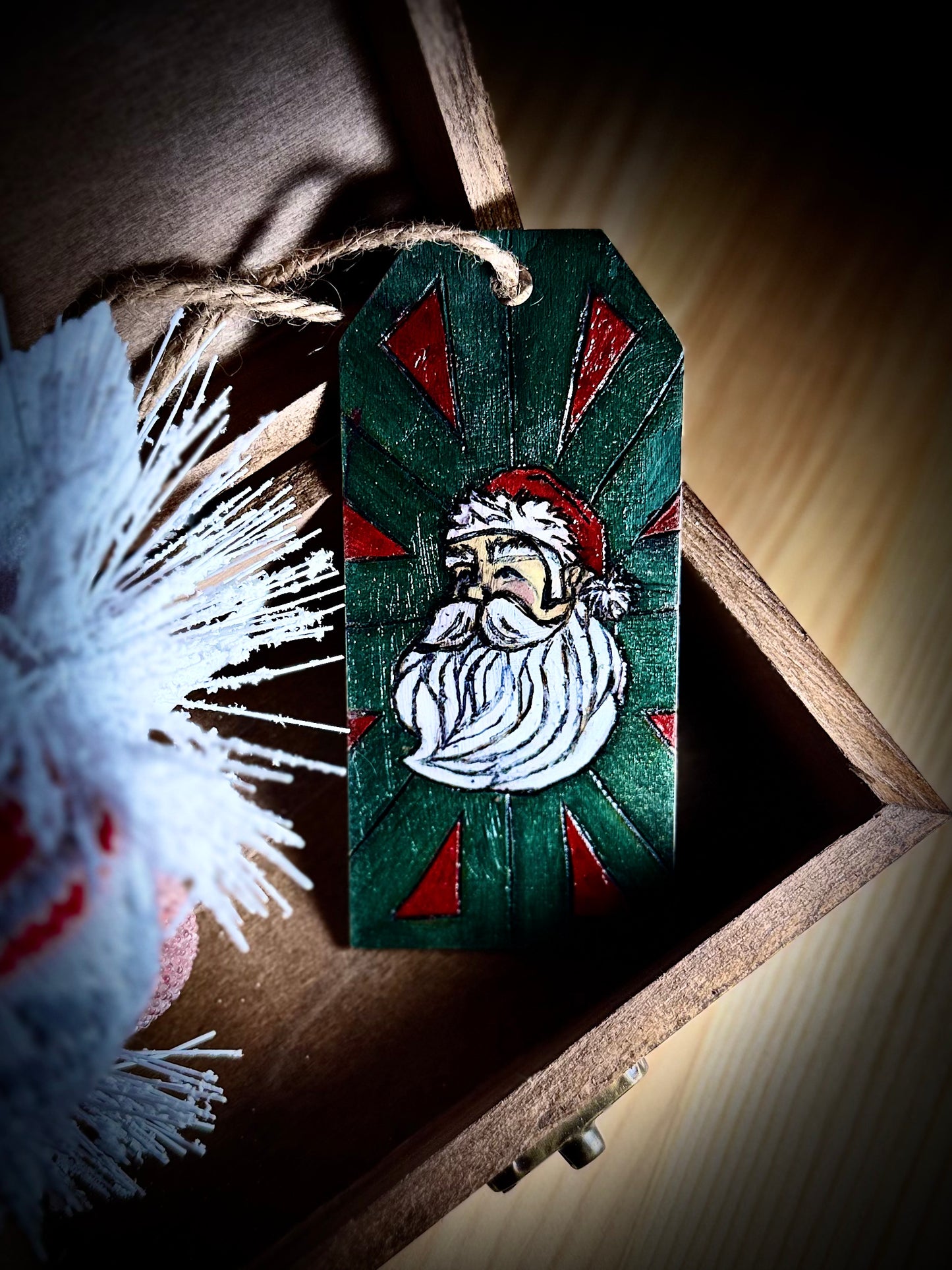 Wood Vintage Santa Gift Tag