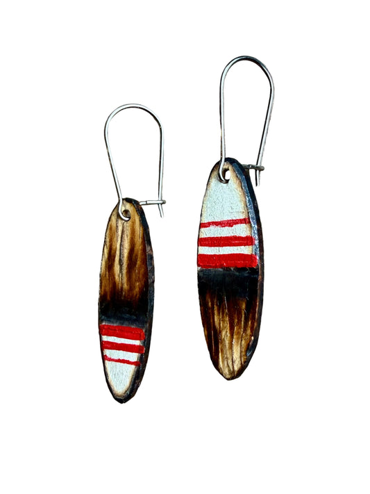 Vintage-style Mirrored Wood Earrings