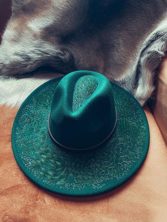 Green Floral Fedora